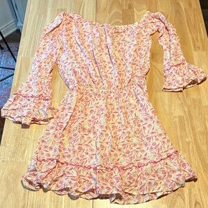 Pink Floral Off-Shoulder swim cover up Dress